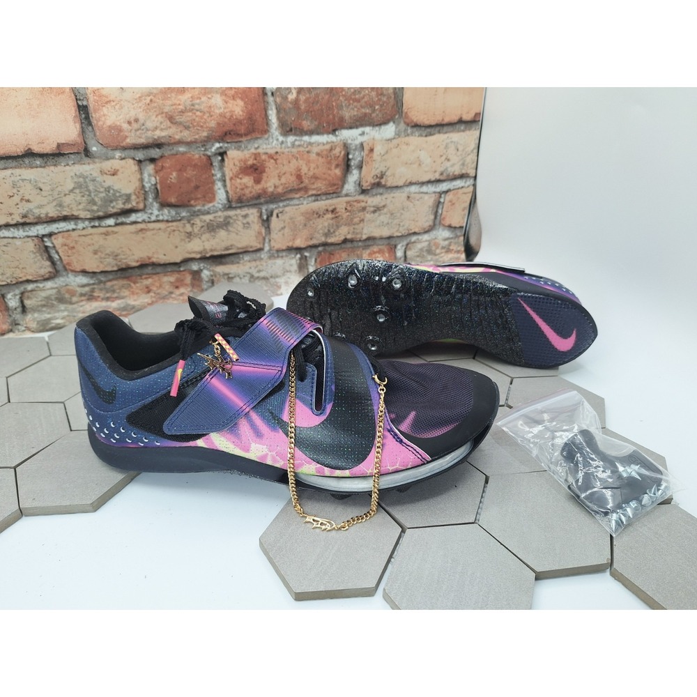 Nike Men's Sz 9 Air Zoom Long Jump Elite Pink Blast Spikes Rival Sprint Galaxy